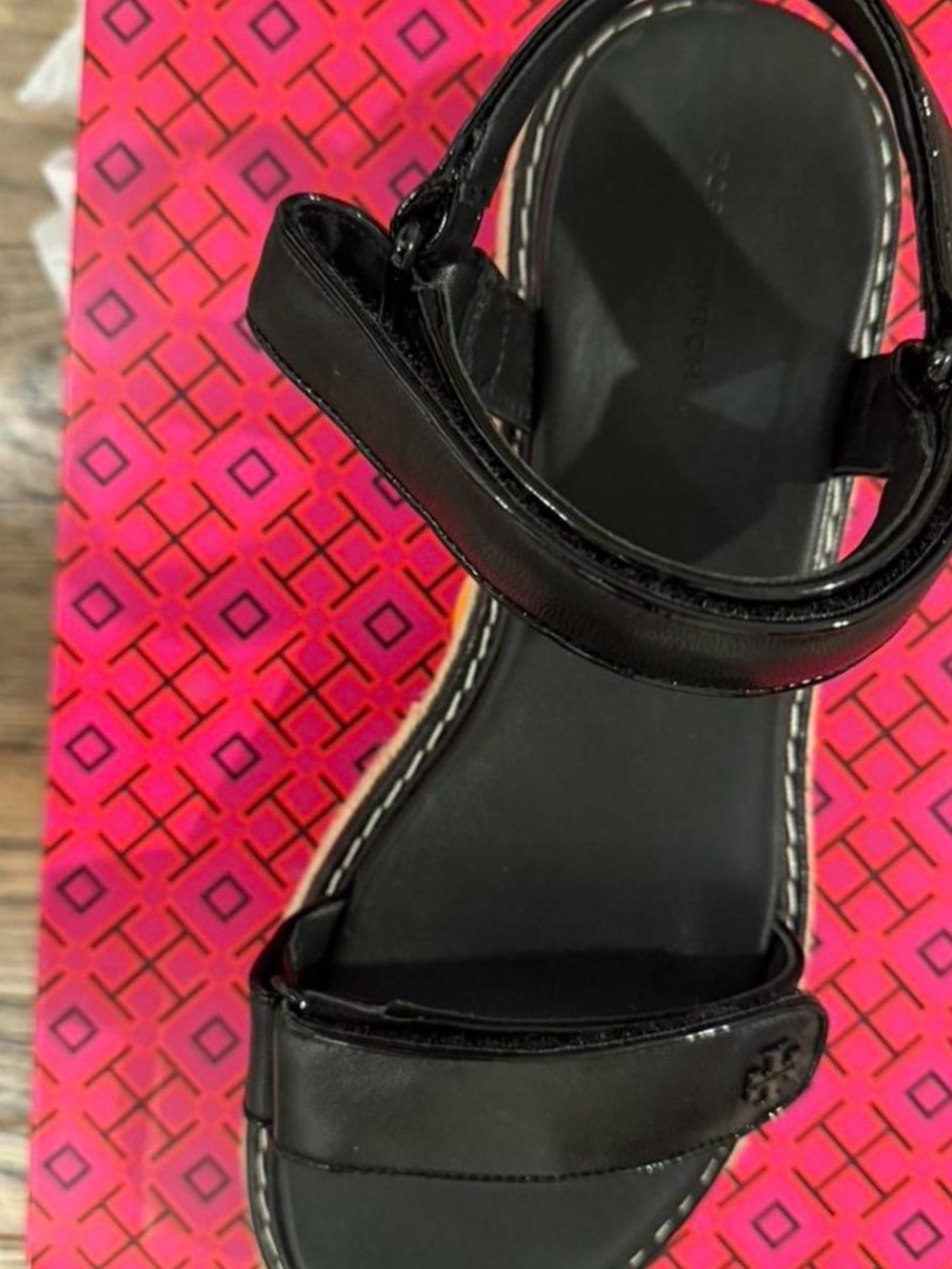 Tory Burch Black Patent Ankle-Strap Sandal